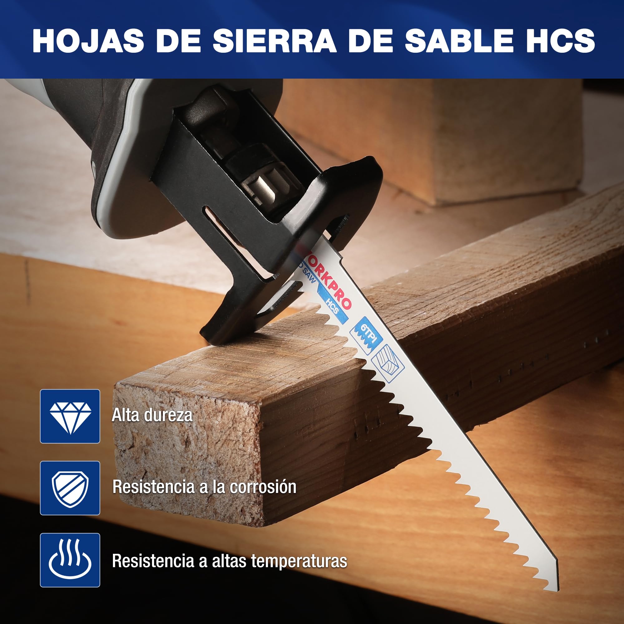 WORKPRO Hojas de Sierra Sable para Madera y Metal 32 Piezas, Cuchillas de Sierra con Bolsa Organizador, para Madera, Metal o Plástico, Ideal para Cortar Ramas