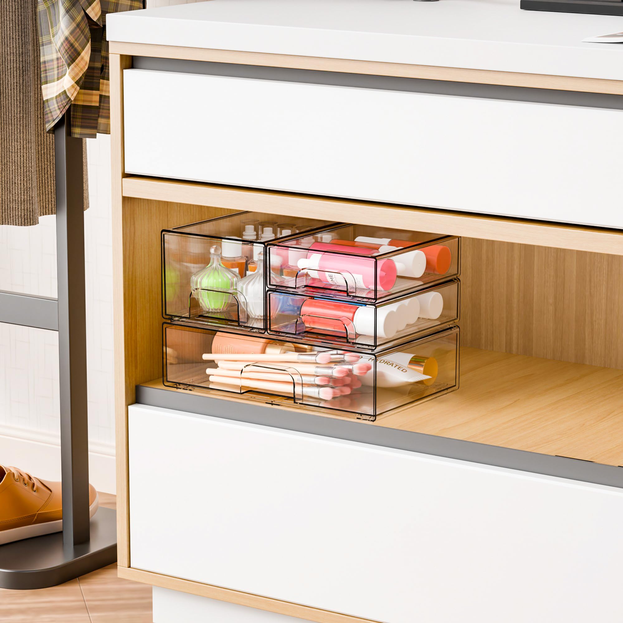 Yieach Clear Stackable Storage Drawers Organizer