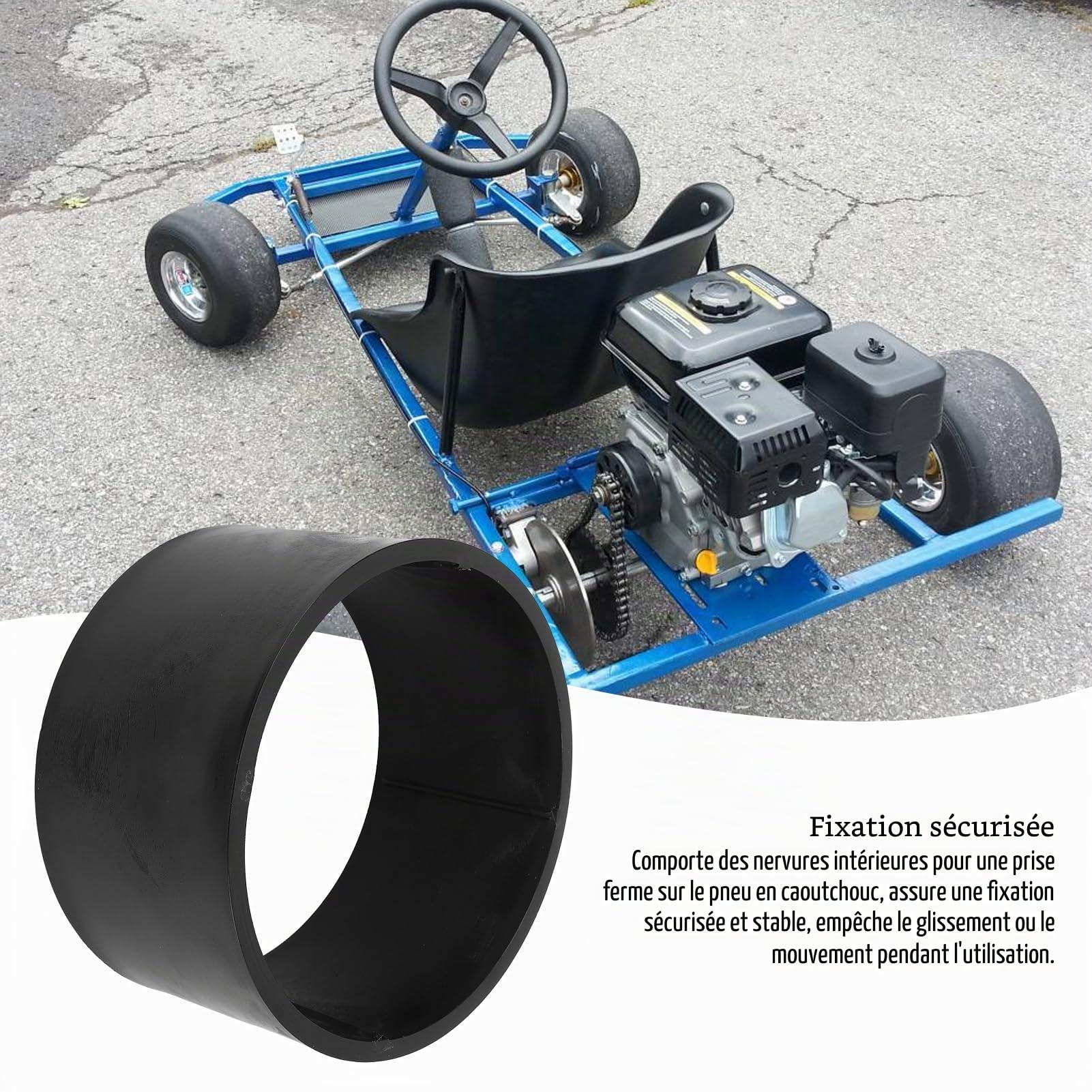 Bewinner Manchon de Pneu de Kart 11x7.10-5 - Manchon de Réduction de Traction en PVC Haute dureté, épaisseur 12 Mm avec Poignée pour Drift Trikes, Scooters, Installation Facile