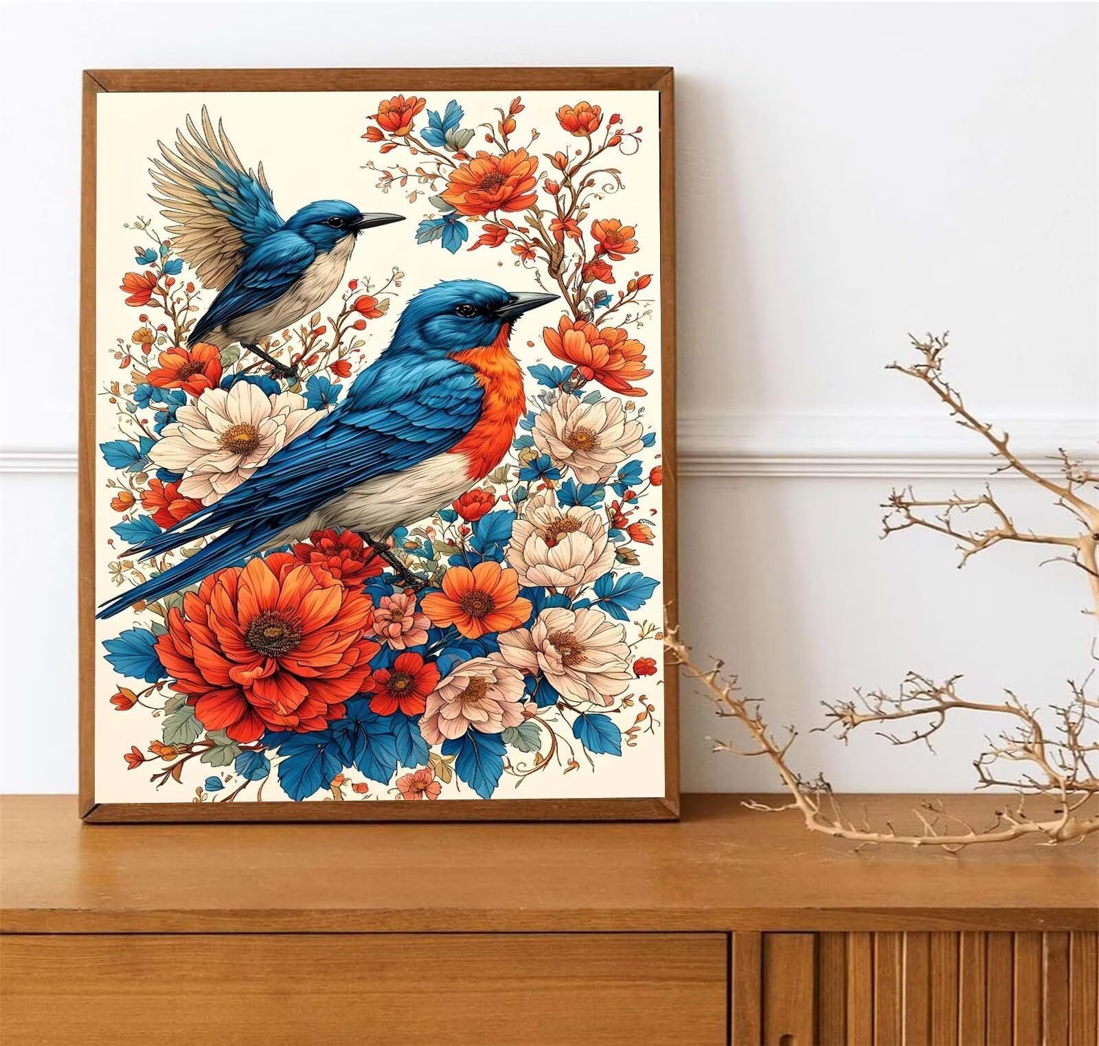 Amazon.co.jp: 数字油画 数字套件 Paint by Numbers 鳥の花 80x120cm