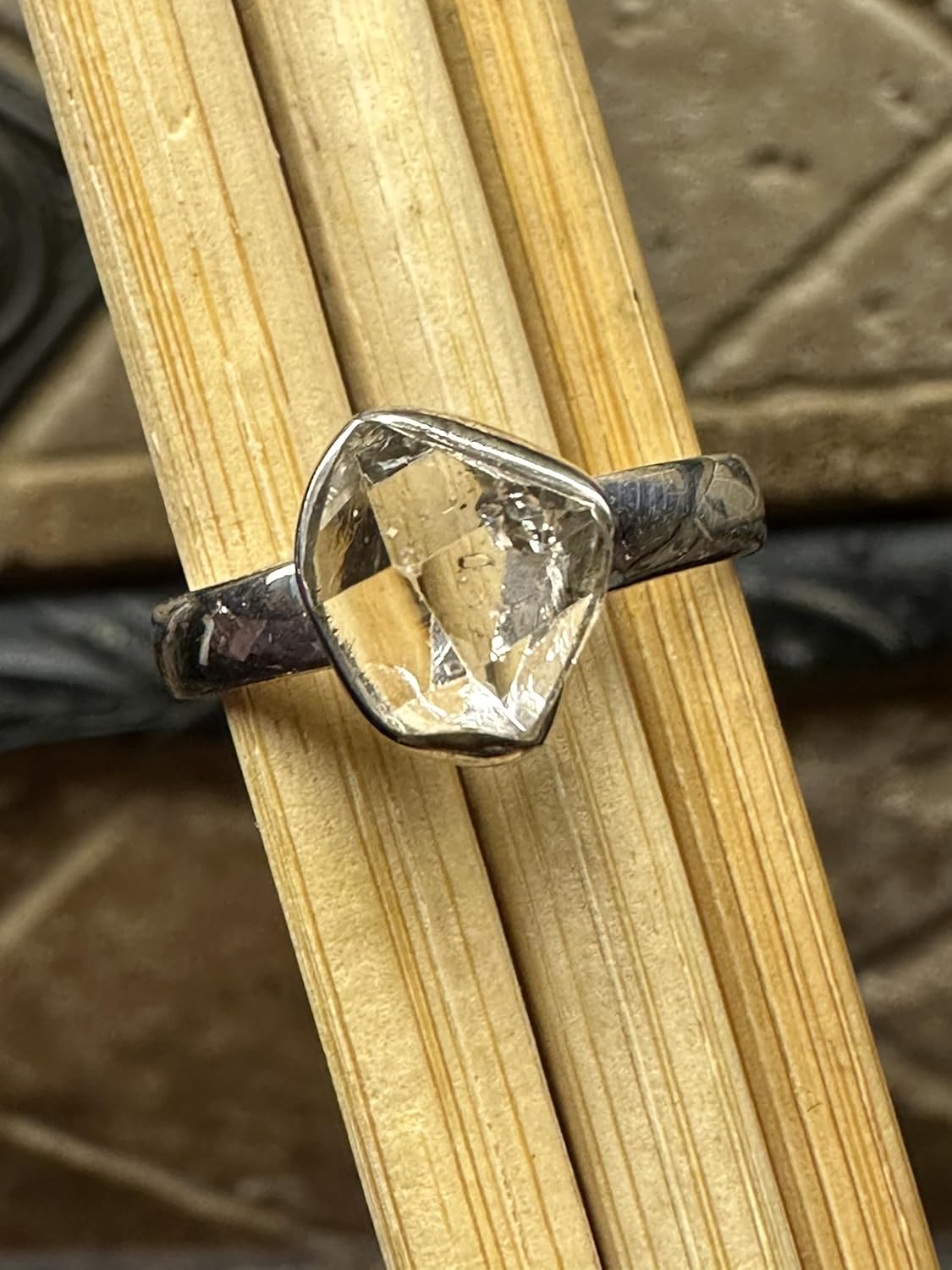 Natural Herkimer Diamond 925 Solid Sterling Silver Ring Size 6, 7, 7.5, 8, 8.25