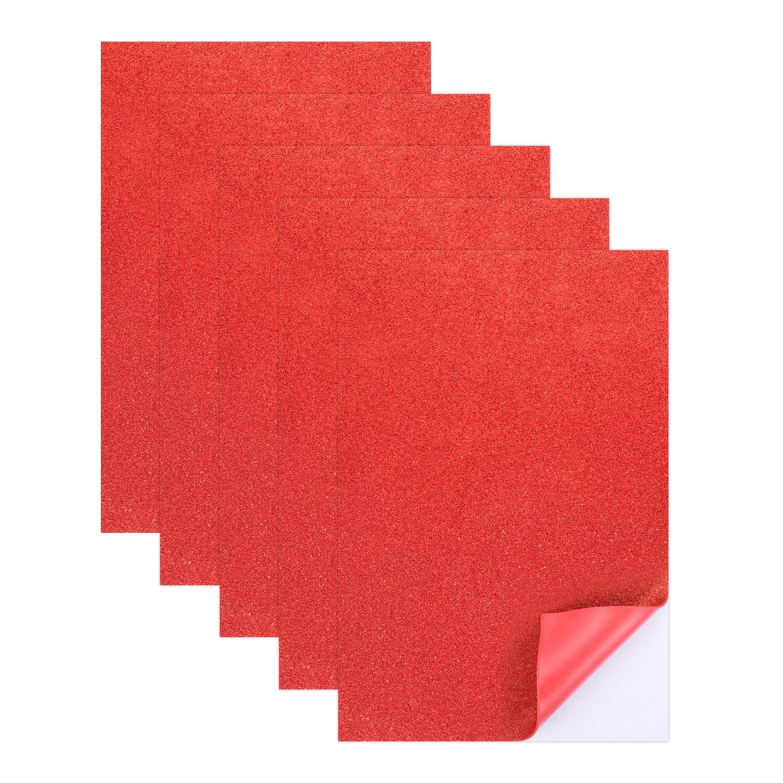 sourcing map 5 Sheets Red Shiny Foam Sheets with Adhesive Backing, 8x12Inch Self-Adhesive Shiny EVA Foam Sheets Sticky EVA Paper Stickers for Art Crafts Projects, DIY Party Decoration