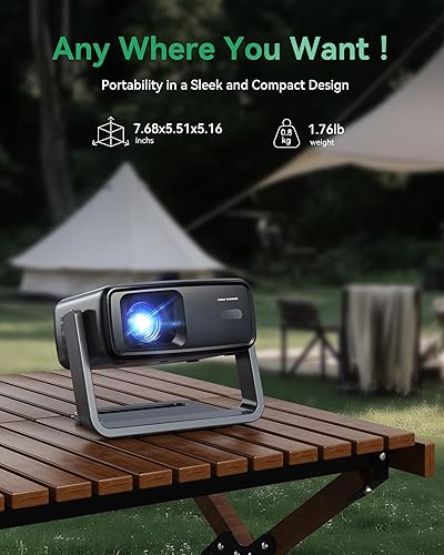 Miniatura 8 de Proyector con WiFi y Bluetooth, compatible con proyector de decodificación 4K, 1200 ANSI 180 giratorio con mini proyector nativo 1080P, Keystone