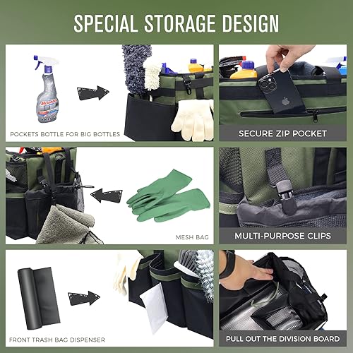 Miniatura 4 de Paquete de 2 bolsas grandes de limpieza portátiles, verde y marrón