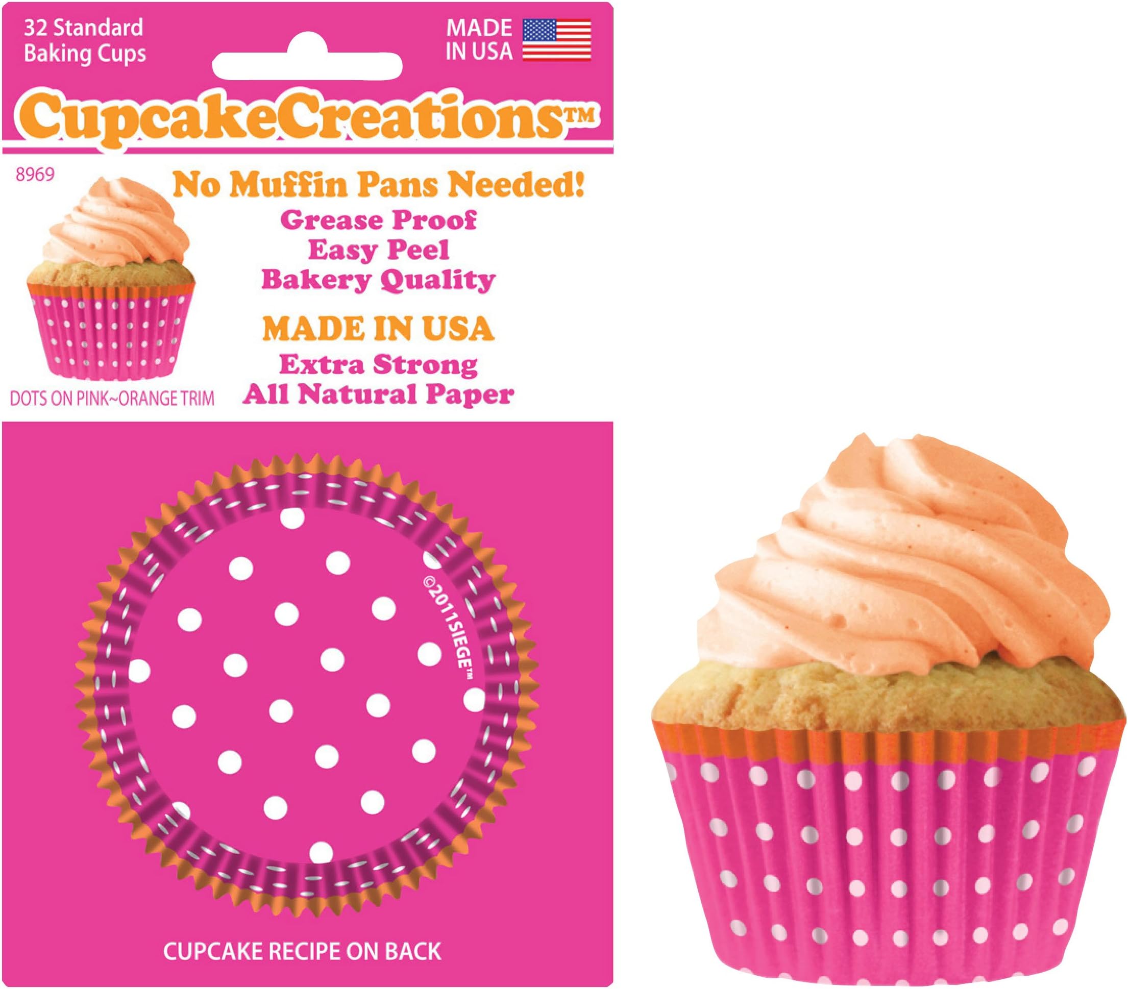 Seige Standard Baking Cups 32/pkg- Pink DOT