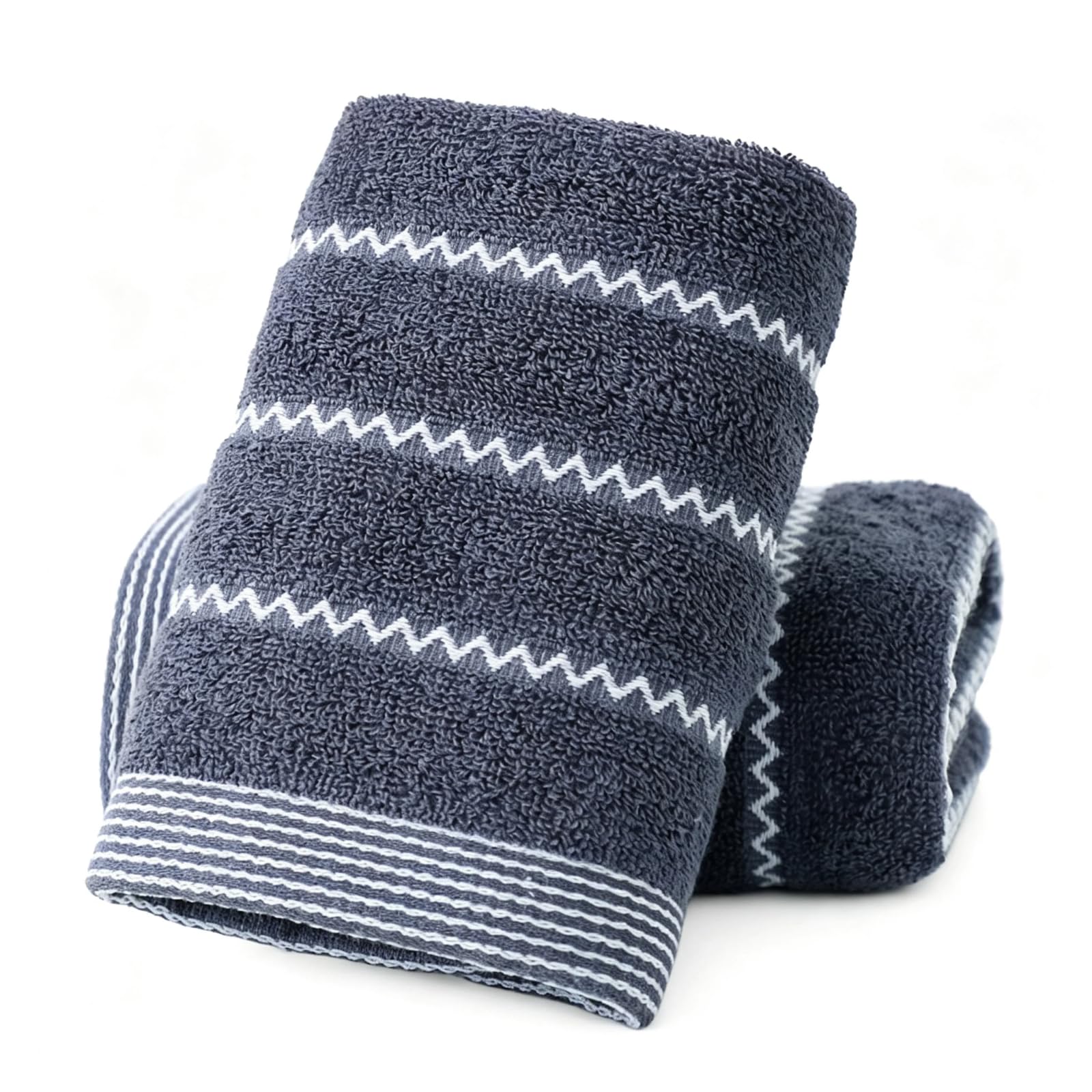 Mfwamcafk Blue Cotton Face Towel, Jacquard Washcloth, Absorbent Striped Bath Towel