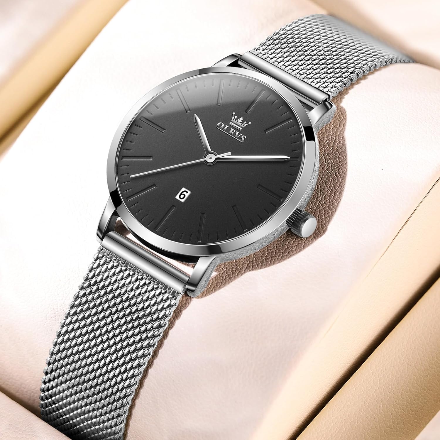 OLEVS Women Watches, Elegant Rose Gold Small Wrist Ladies Watch, Sophisticated Waterproof Mesh Bracelet Quartz Watch for Women - Image 9