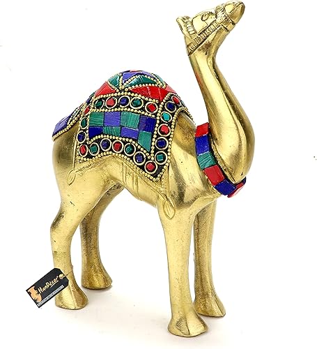 Miniatura 7 de Two Moustaches Piedras preciosas Trabajo 6 pulgadas Latón Camello Showpiece Standard, Paquete de 1