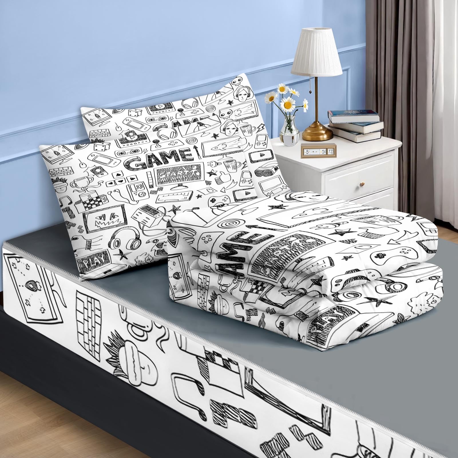 Best Zipper Bedding 2026 for Kids’ Beds 1 Nesker Twin Zipper Bedding, Gaming Zipper Bedding Sets for Boys, 3pcs All in on — product photo