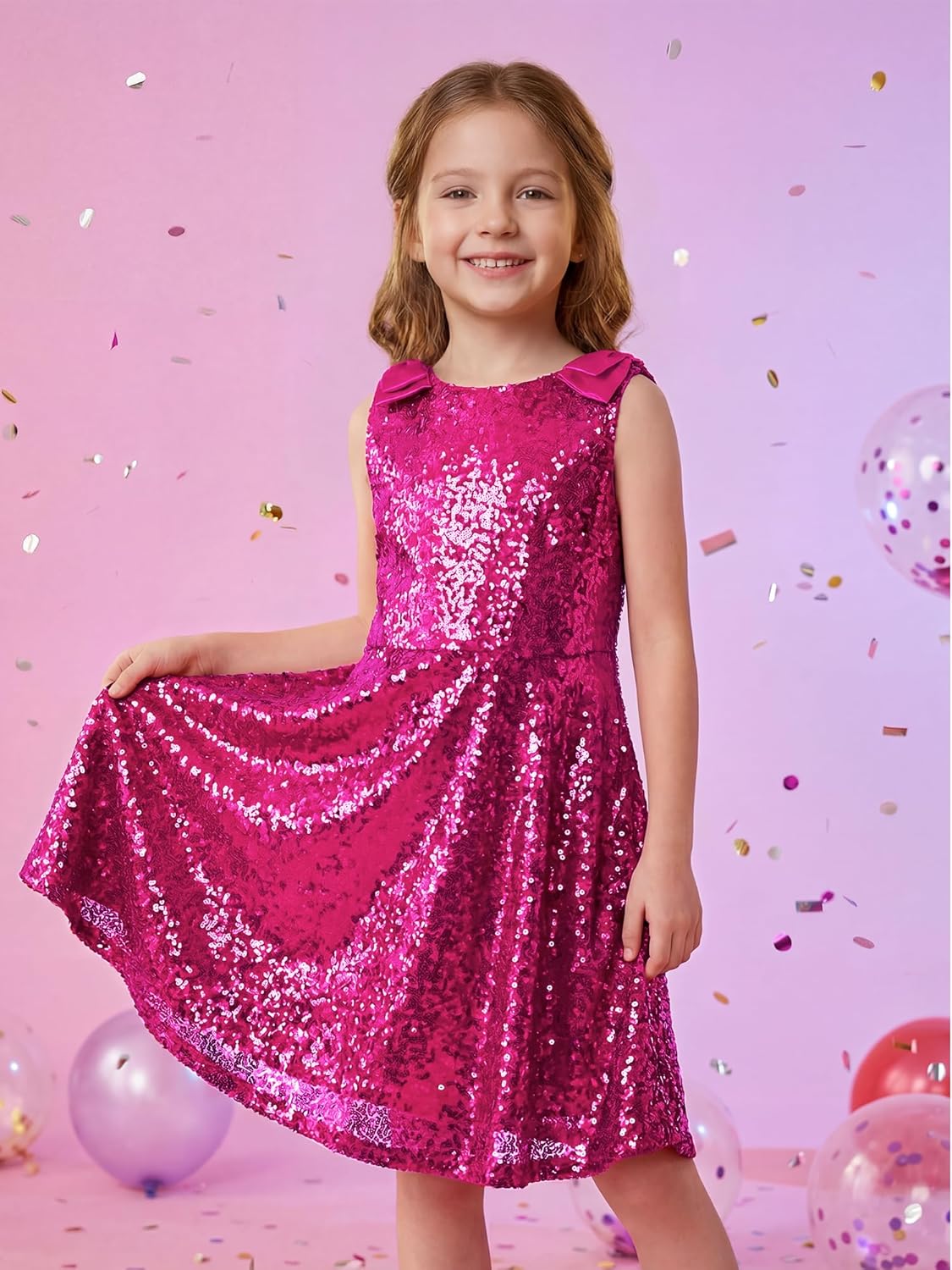 Stelle Girls Sequin Dress Sleeveless A-Line Sparkly Birthday Dresses Formal Party Fancy Dress