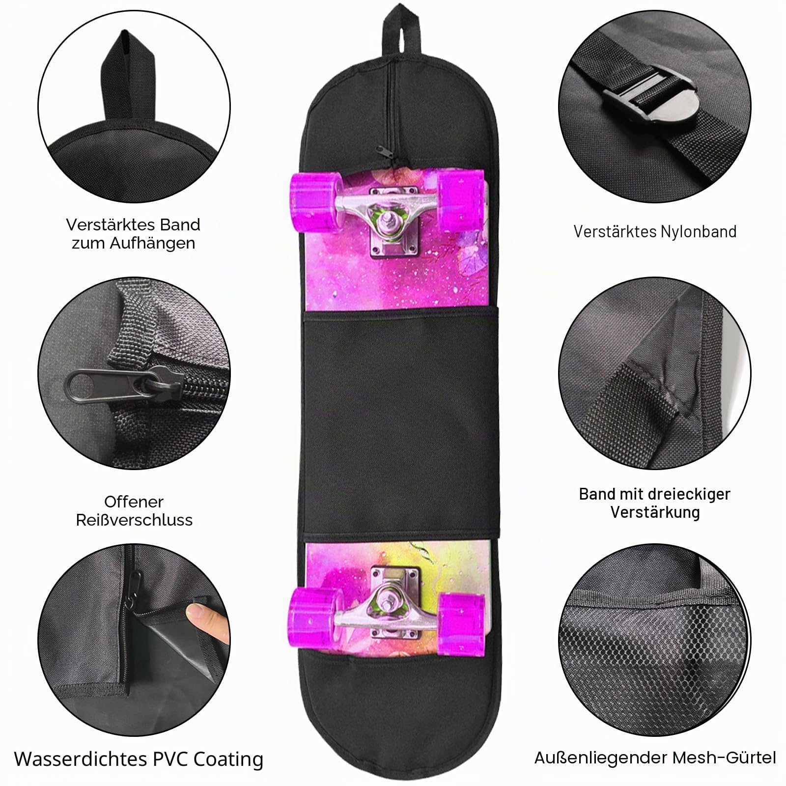 Longboard-Schutzhülle, Skateboard-Tasche, Transporttasche, Longboard, Rollen, Skateboard-Tasche, Longboardhülle, geeignet für Skateboards unter 31,4 Zoll