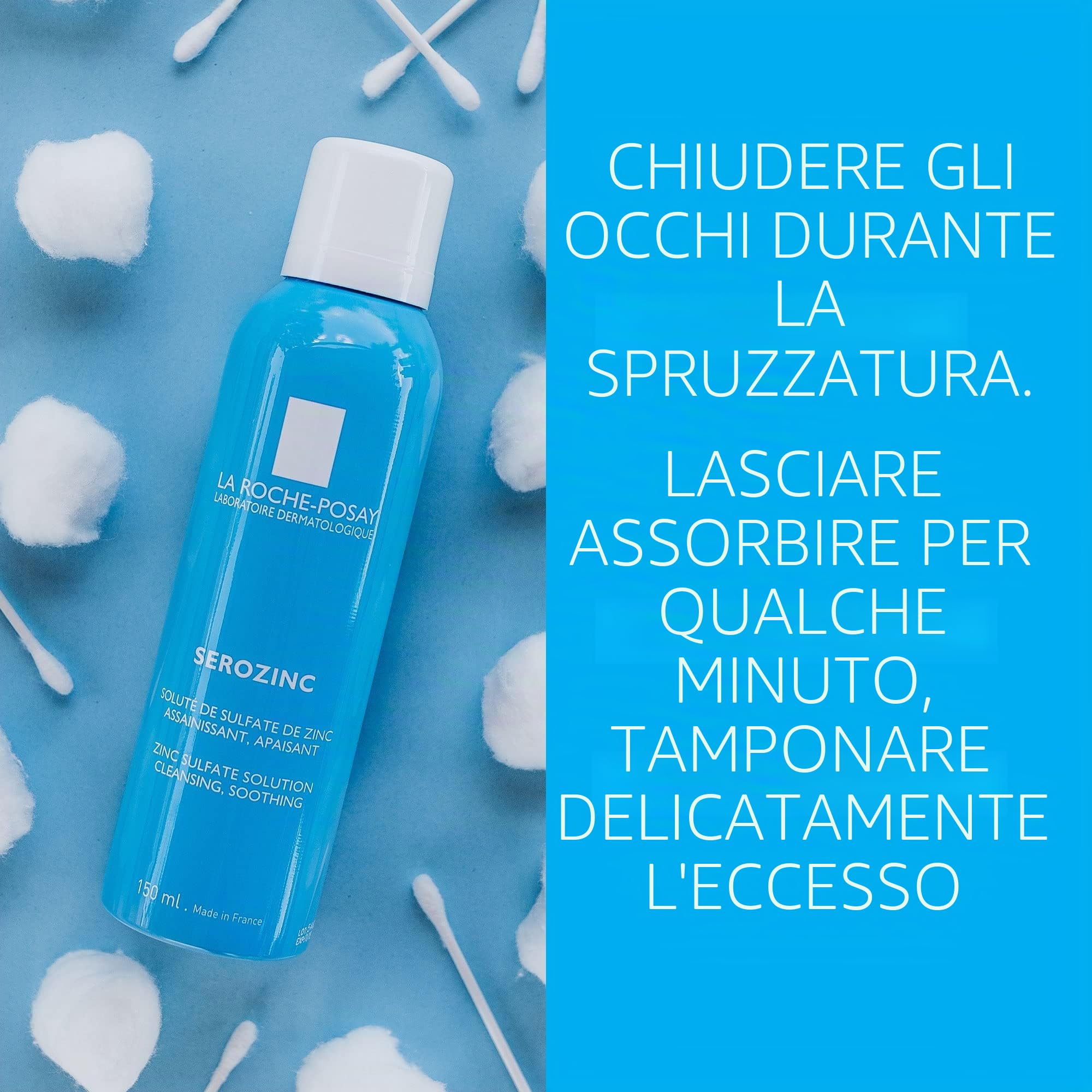 La Roche-Posay Serozinc, Tonico Spray Detergente e Astringente, Pelle Detersa e Lenita, Con Zinco Solfato e Acqua Termale, Con Proprietà Sebo-regolatrici, 150 ml
