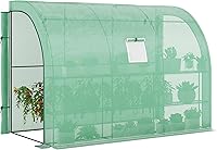 Vista 1 de Outsunny - Invernadero Lean to de 10' x 5' x 7', casa verde de acceso directo, vivero de plantas con 2 puertas enrollables y ventanas, cubierta