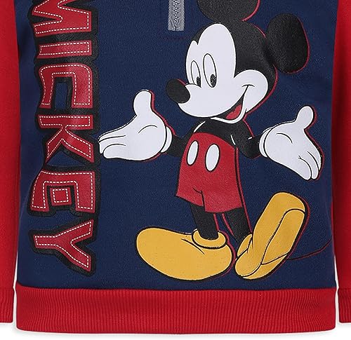 Miniatura 4 de Disney Sudadera con capucha de Mickey Mouse con media cremallera para niño, negrorojoazul