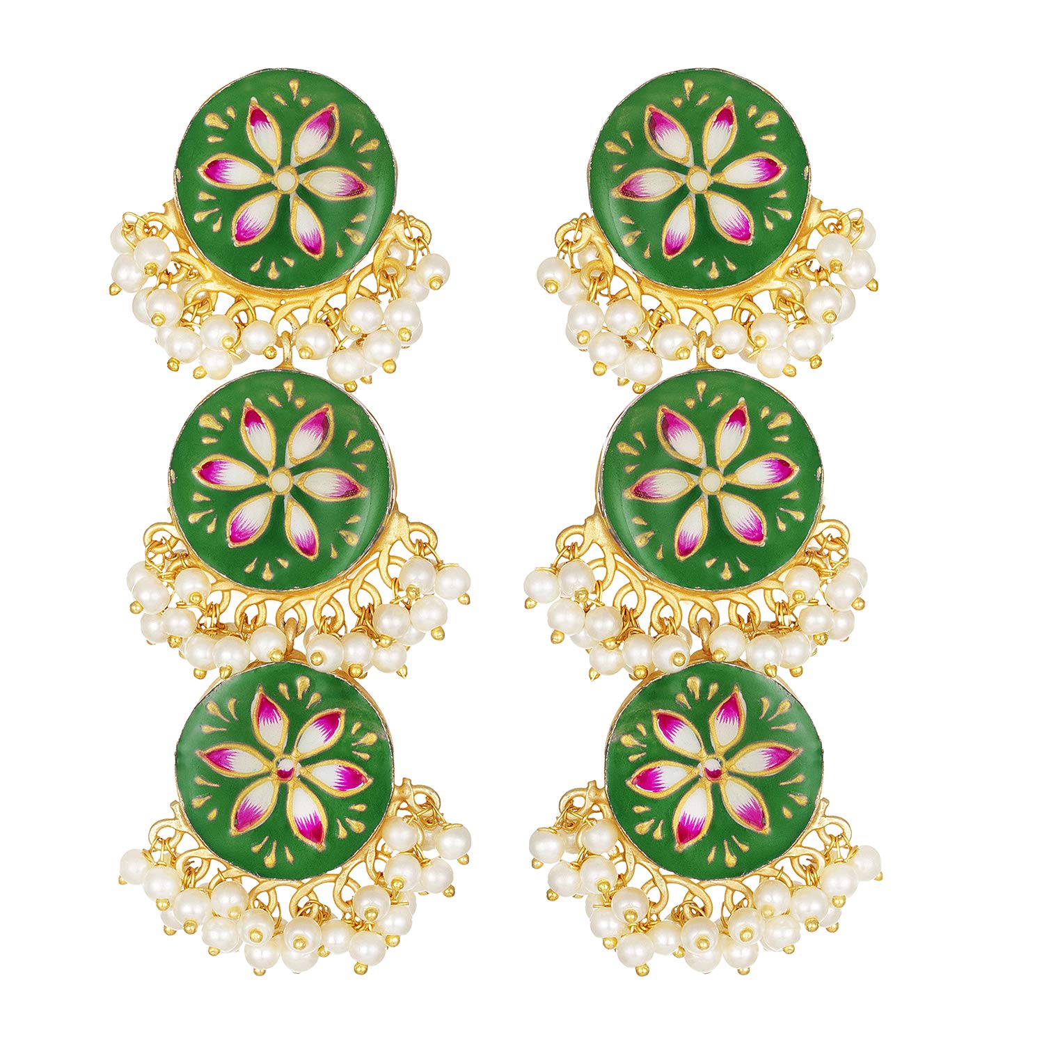 Peora Gold Plated Handmade Meenakari Dangle Drop Layered Earrings for Women (B08ZS2JDBV) Amazon Price History, Amazon Price Tracker