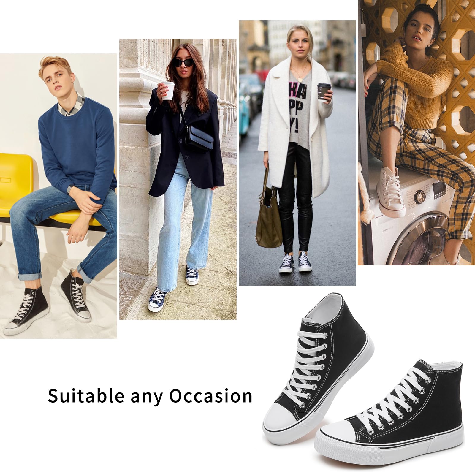 hash bubbie High Top Sneakers for Women Classic High Tops Canvas Shoes Lace up Women's Fashion Sneaker