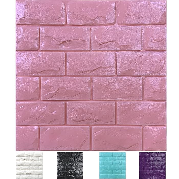 Buy 30PCS 3D Wall Panels Peel and Stick Faux Brick Wallpaper Pink Self