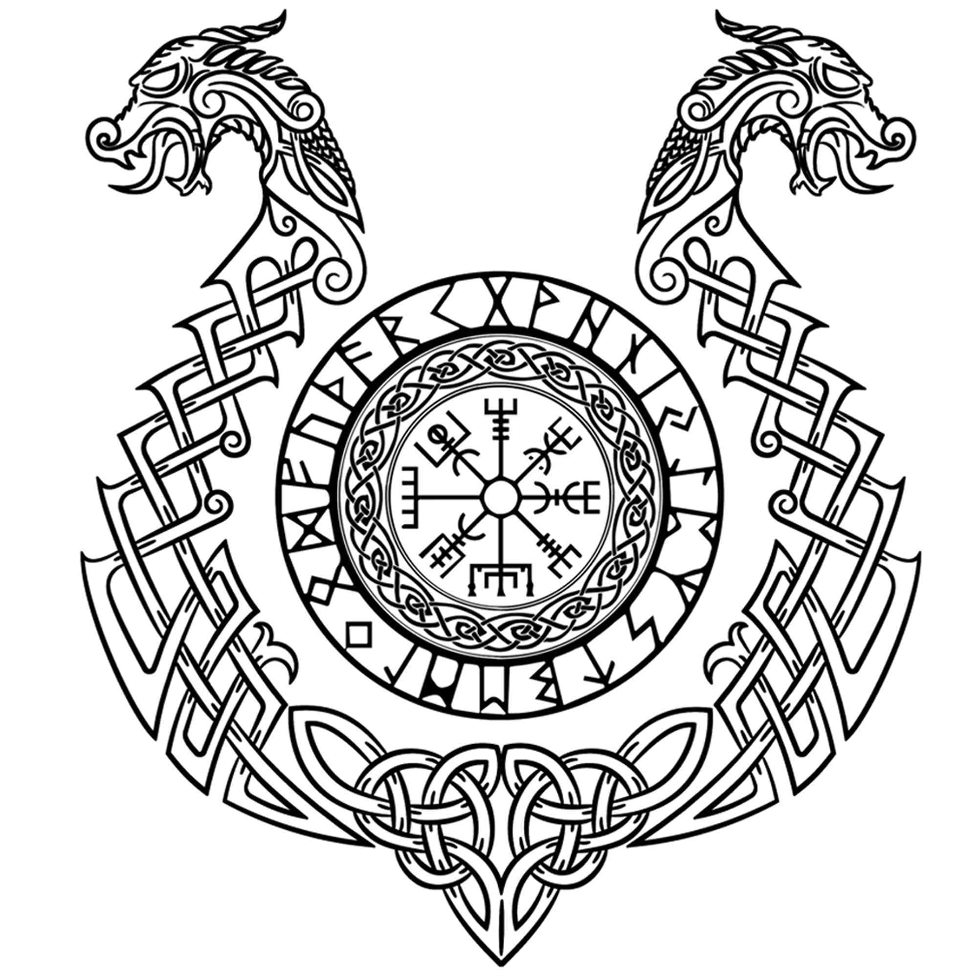 6 Sheets Viking Tattoos Temporary Fake Tattoos For Men Adults Aegishjalmur Helm of Awe Helm of Terror Icelandic Magical Staves Temporary Fake Tattoo For Women Neck Chest For Woman