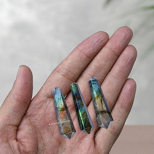 Vista 206 de Amazing Gemstone Puntos de cristal de amatista, cristales curativos y piedras a granel, paquete de 3 puntas curativas de doble terminación