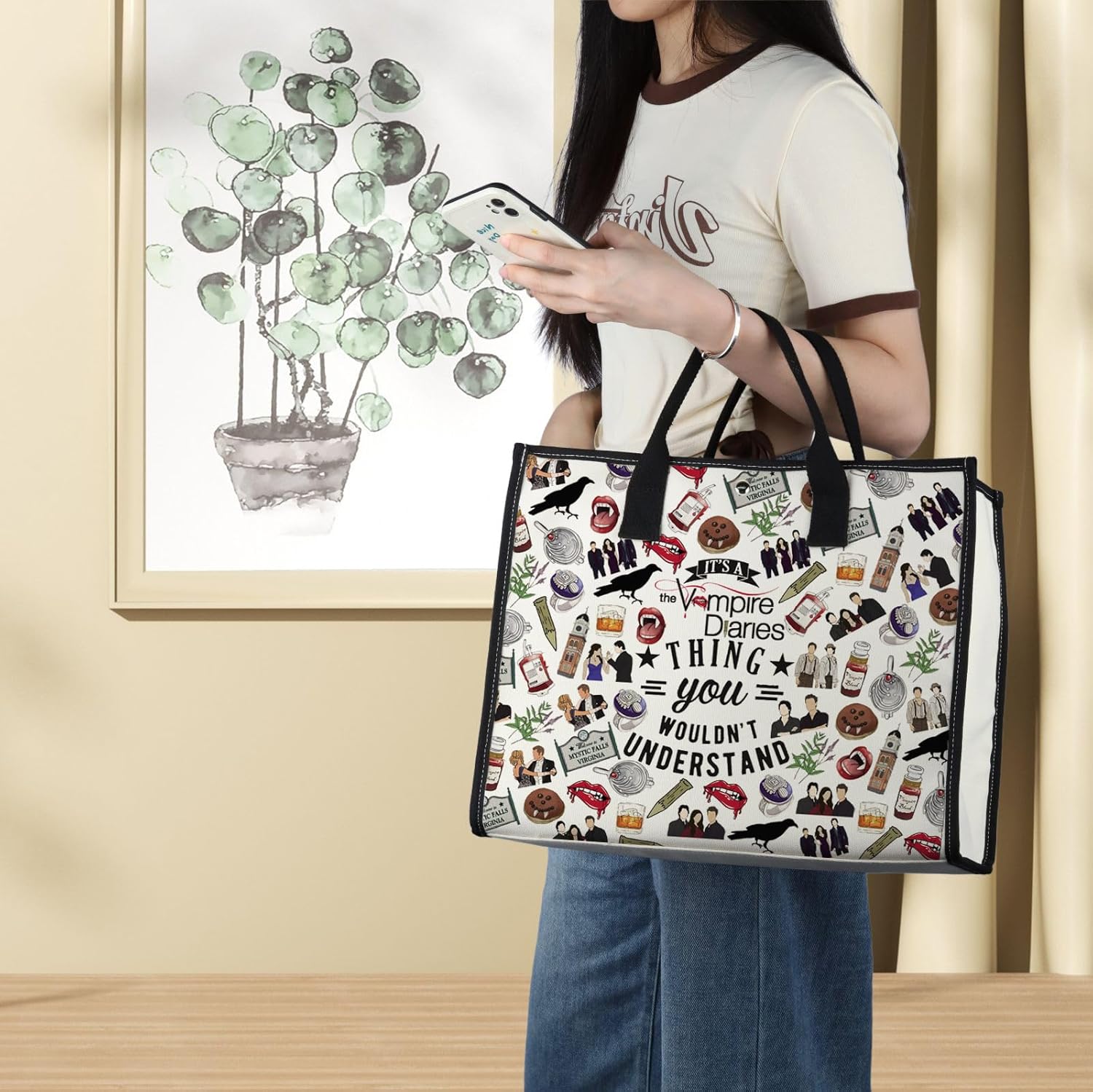 BWWKTOP Vampire Merch tote bag The Diaries Fans Gift It's A Vampire Thing Vampire Crossbody Shoulder Bag - Image 3