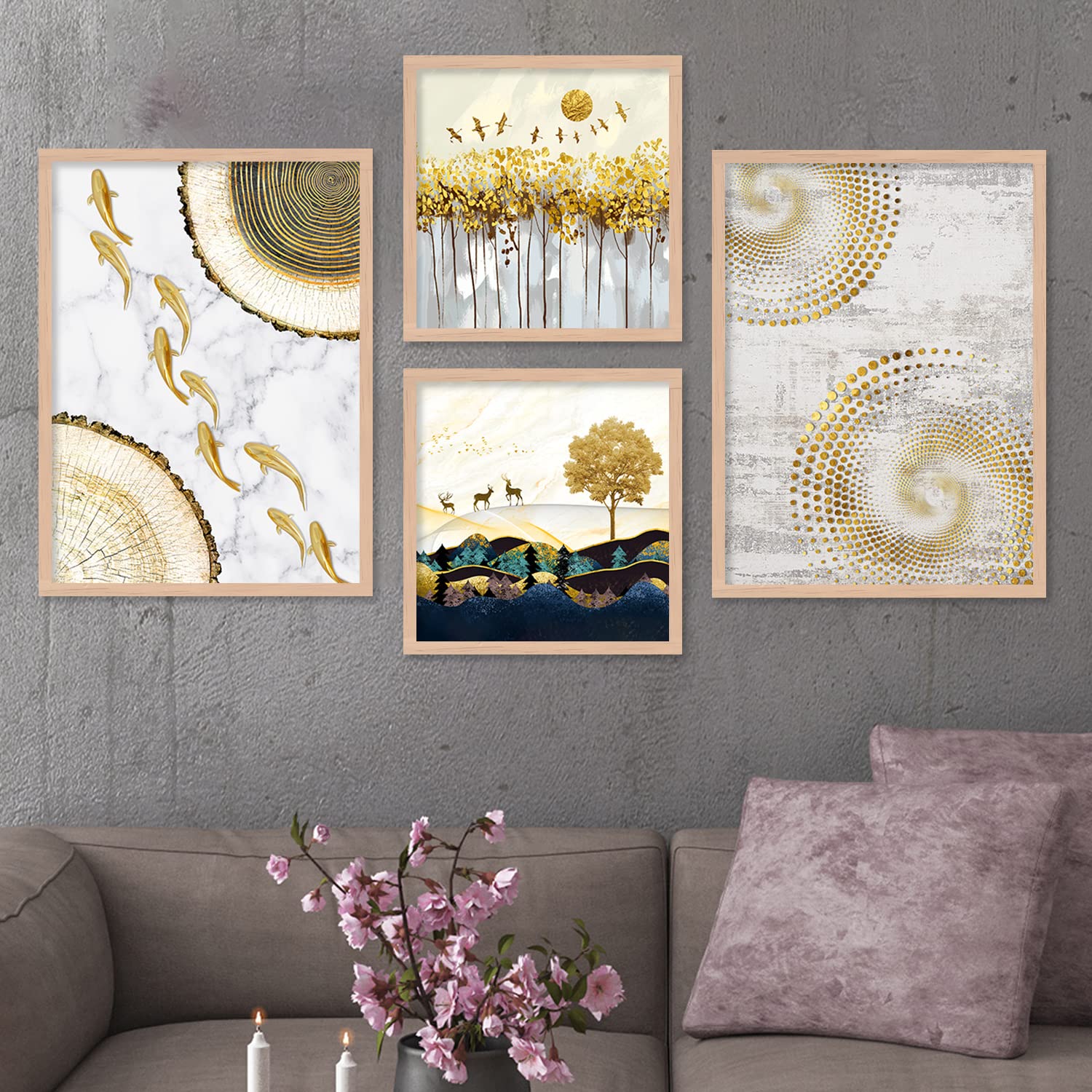 kotart Wood Aesthetic Modern Wall Decor Paintings With Frame For Home Decoration - Painting For Living Room Bedroom (10 X 13 Inch) Set Of 4 (B0C5VZGK54) Amazon Price History, Amazon Price Tracker