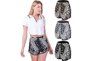 Flowy Summer Boho Floral Bandana Print Clothing, 3-Piece Outfit Women Paisley Shorts...