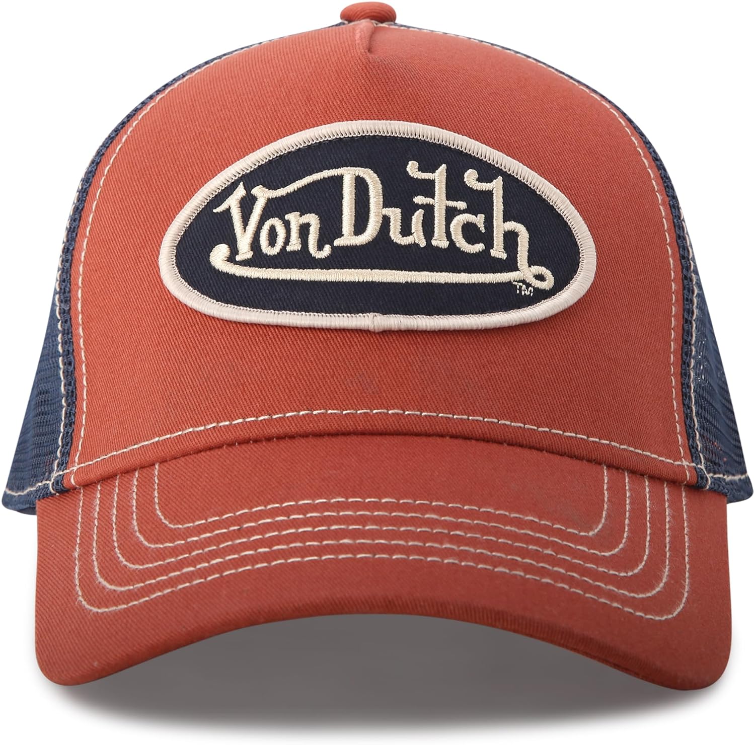 Von Dutch Unisex Trucker Hat - Curved Bill Mesh Back Retro Classic Colorblock Snapback Baseball Cap for Men and Women