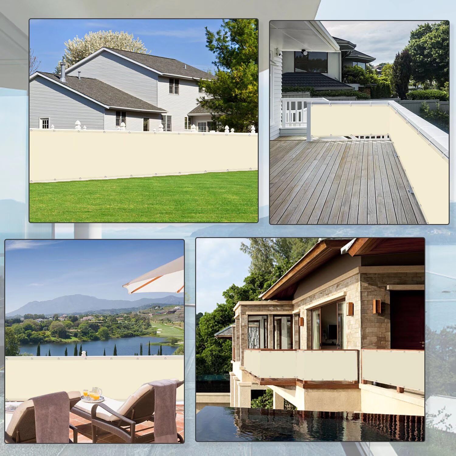 Tenda Frangivento Per Balcone AEREY – 120x450cm – Resistente Alle Intemperie – Color Crema