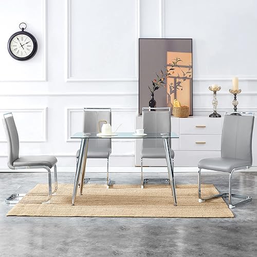 Miniatura 136 de Sillas de Comedor Modernas - Juego de 4 sillas para mesa de comedor, sillas de comedor blancas, patas cromadas plateadas para comedor, sillas de