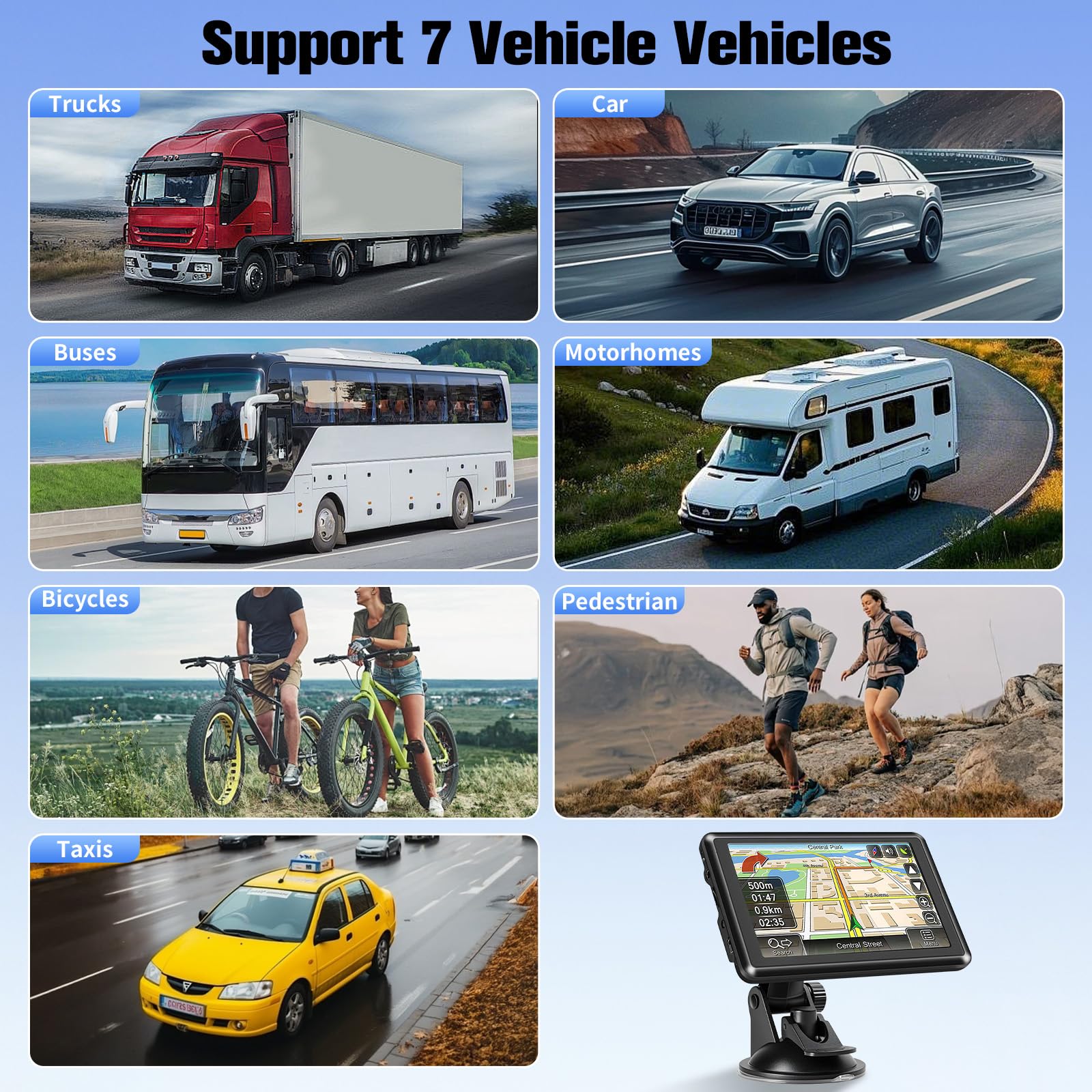 5 Inch GPS Navigator Sat Nav - 2025 Latest UK Map Sat Navs for Cars, Trucks and Buses,HD TFT Touch Screen HGV Satnav, Voice Turn Directions, Postcode Search, Lifetime Free Updates — view 5