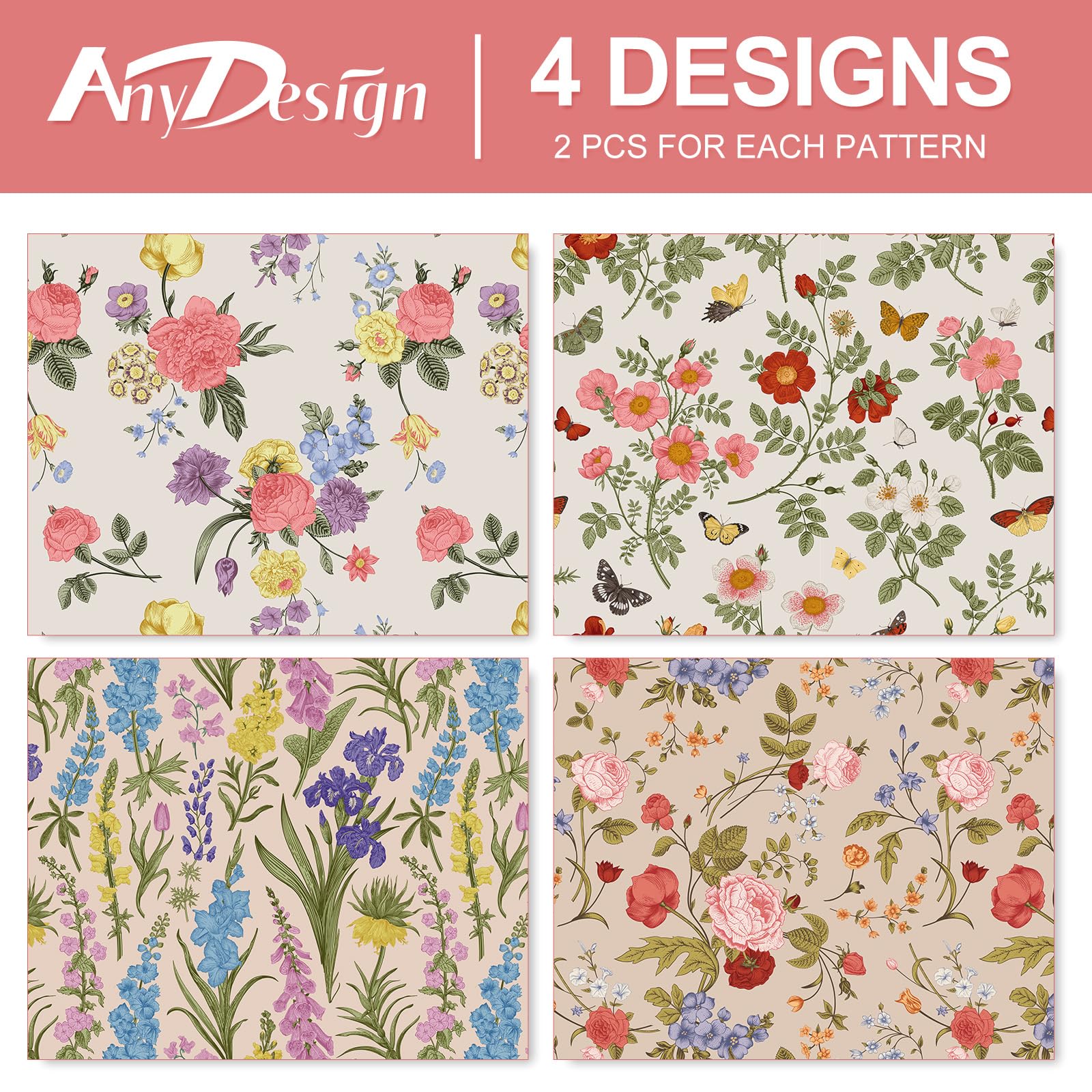 Materiales Oficina Escuela Juego Papel De Carta Y Sobres - 24 Hojas + 12 Sobres, 6 Estilos Florales Juego Papeleria Floral