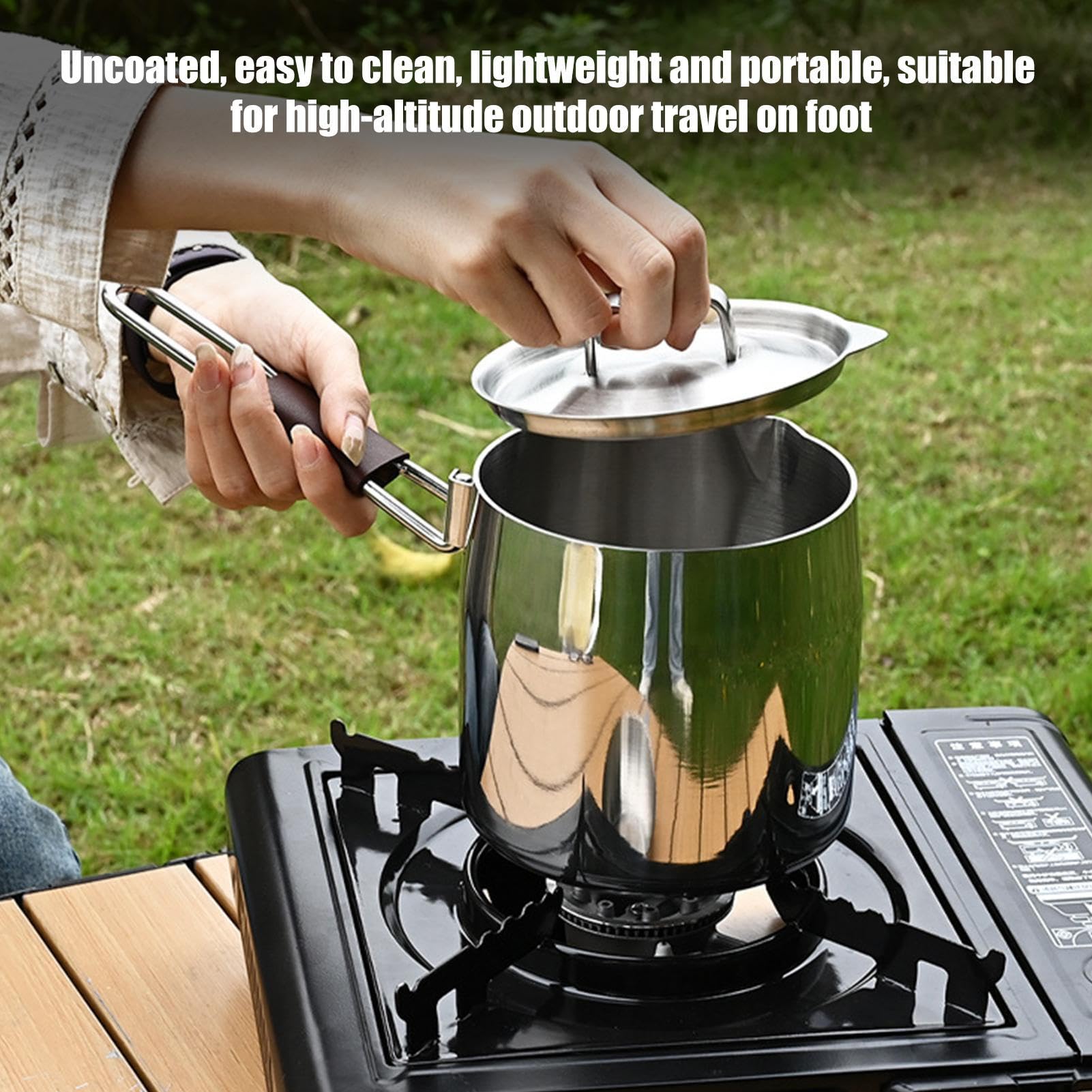 Olla Camping Acero Inoxidable, Ligero, Portátil, 572 ml de Capacidad