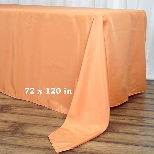 Miniatura 2 de TABLECLOTHSFACTORY Manteles rectangulares de poliéster naranja de 72 x 120 pulgadas.