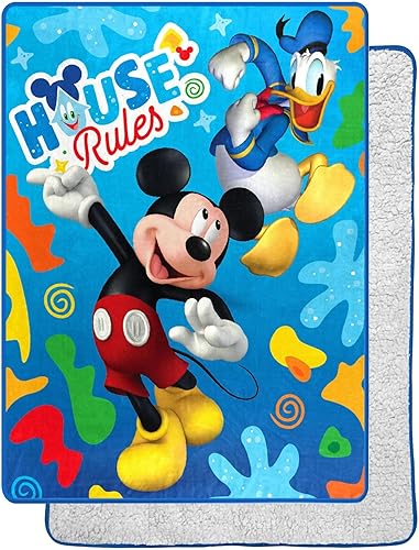Northwest - Manta Sherpa de Mickey Mouse de tacto de seda, 60" x 80", Buddies Rule