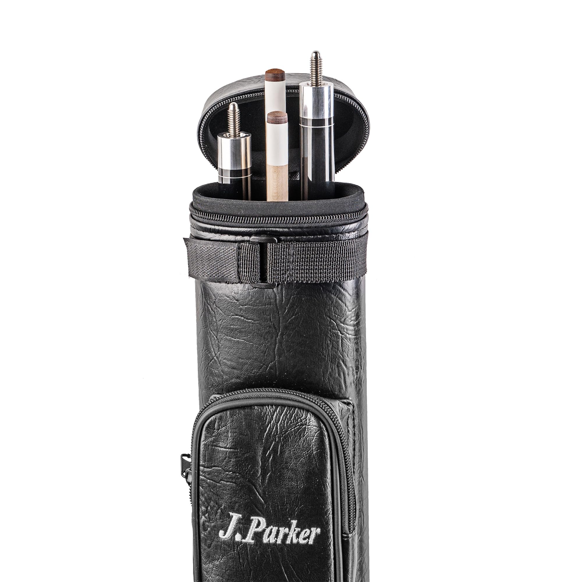 J. Parker Billardköcher für 2 Queues 2/2 & 2/4 Ausführung, hochwertiges Kunstleder Cue-Case für optimalen Schutz, große Zubehörtasche und Tragegurt, Länge 85 cm
