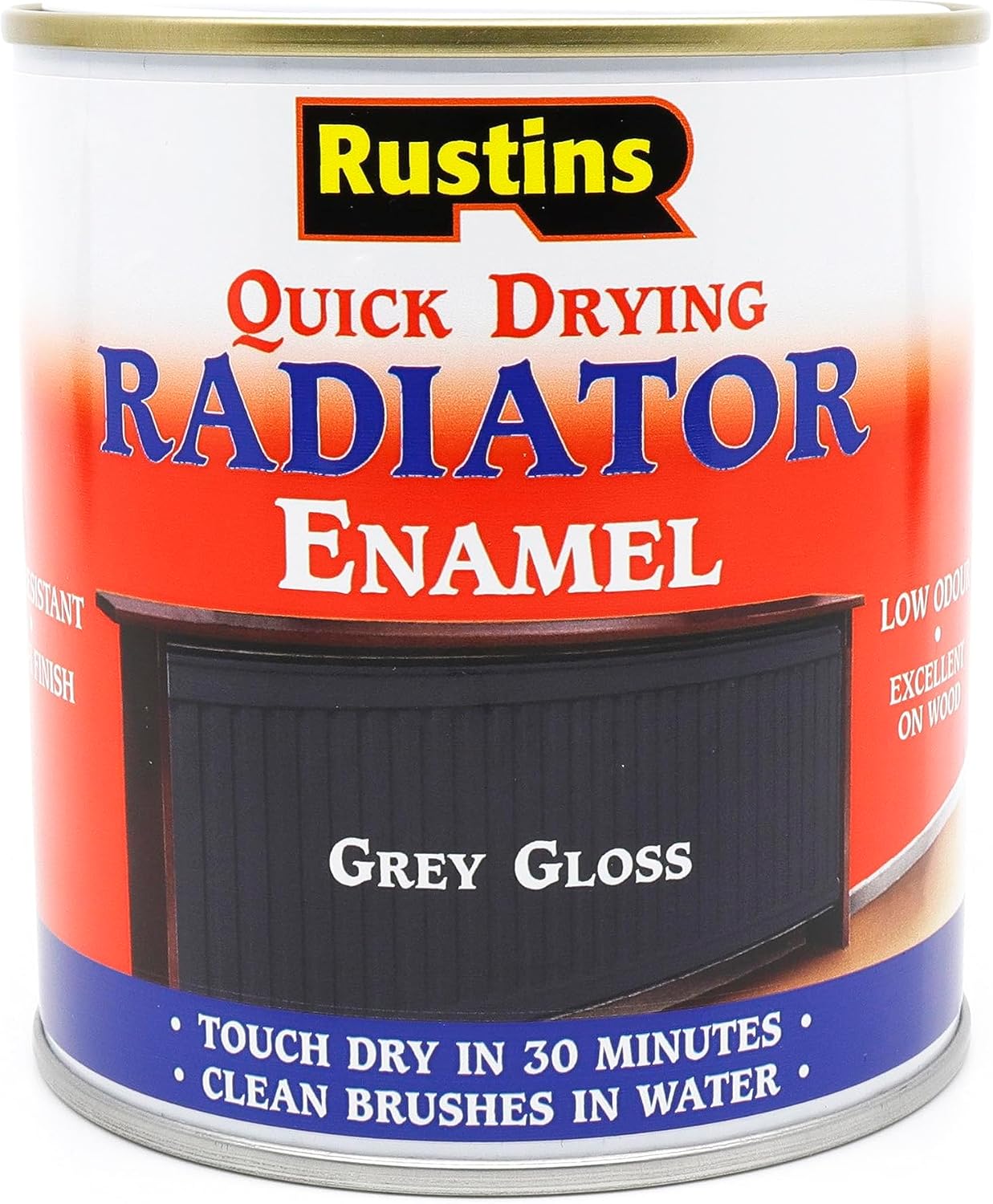 RUSTINS Quick Drying Radiator Enamel Gloss - Grey 250ml – Durable, Long ...