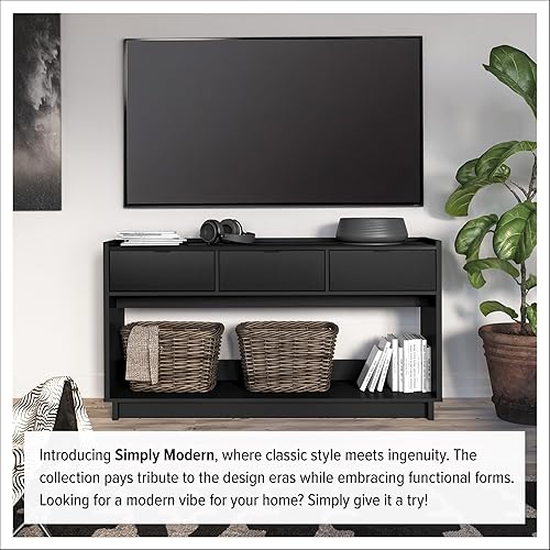Miniatura 9 de Prepac Mesa de entrada simple y moderna negra, mesa consola estrecha con 3 cajones, consola multimedia con almacenamiento, 15.75 pulgadas de