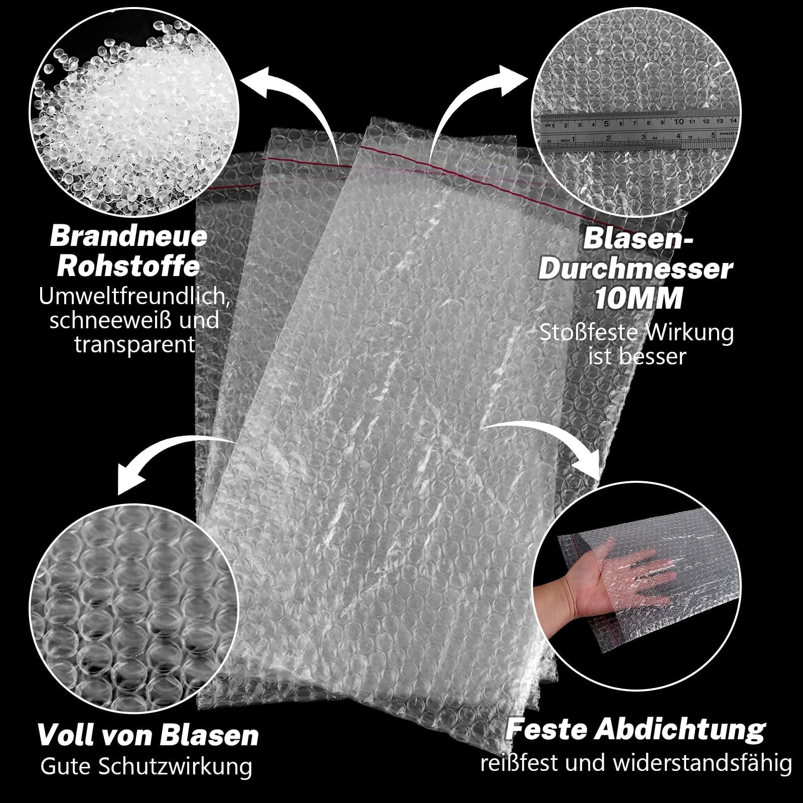 50 Stück Selbstklebende Luftpolsterbeutel 20 x 30CM, Bubble Wrap Bags, Luftpolstertaschen, Luftpolsterumschläge Verpackungsmaterial für Umzug und Versand, Stoßfeste Polsterung