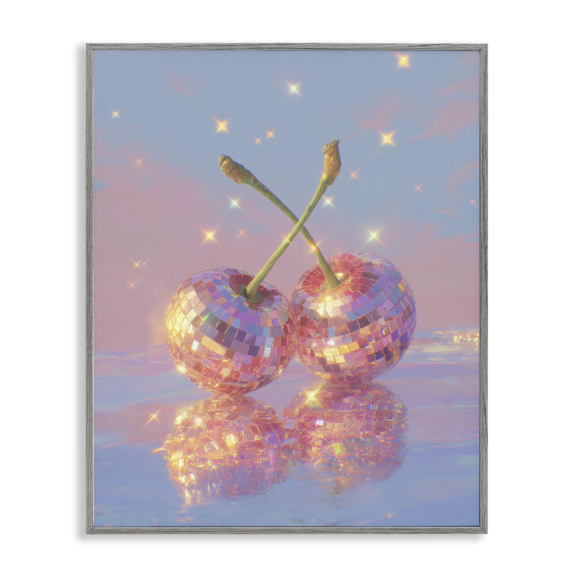 Affiche encadrée Cerise disco Stupell pour raviver un mur blanc terne