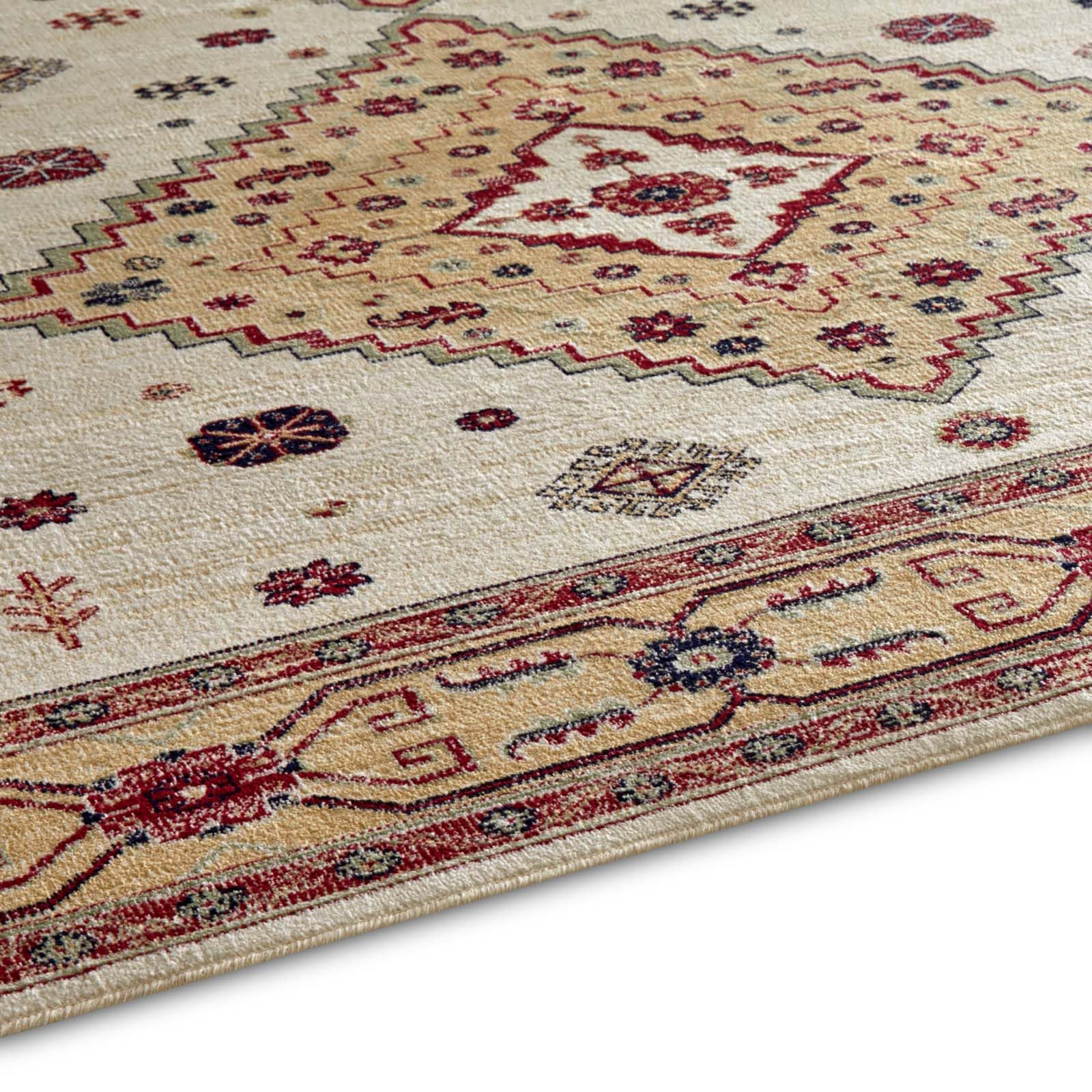 Taracarpet Moderner Kurzflor Orientteppich Royal Premium Teppich Viskose mit zeitlosem Muster ideal für Wohnzimmer, Schlafzimmer und Esszimmer beige 140x200 cm