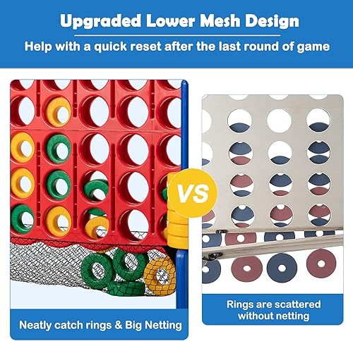 Vista 67 de Costzon Juego gigante gigante de 4 en una fila, Jumbo de 4 en fila para niños y adultos, juego de conexión de patio para interiores y exteriores