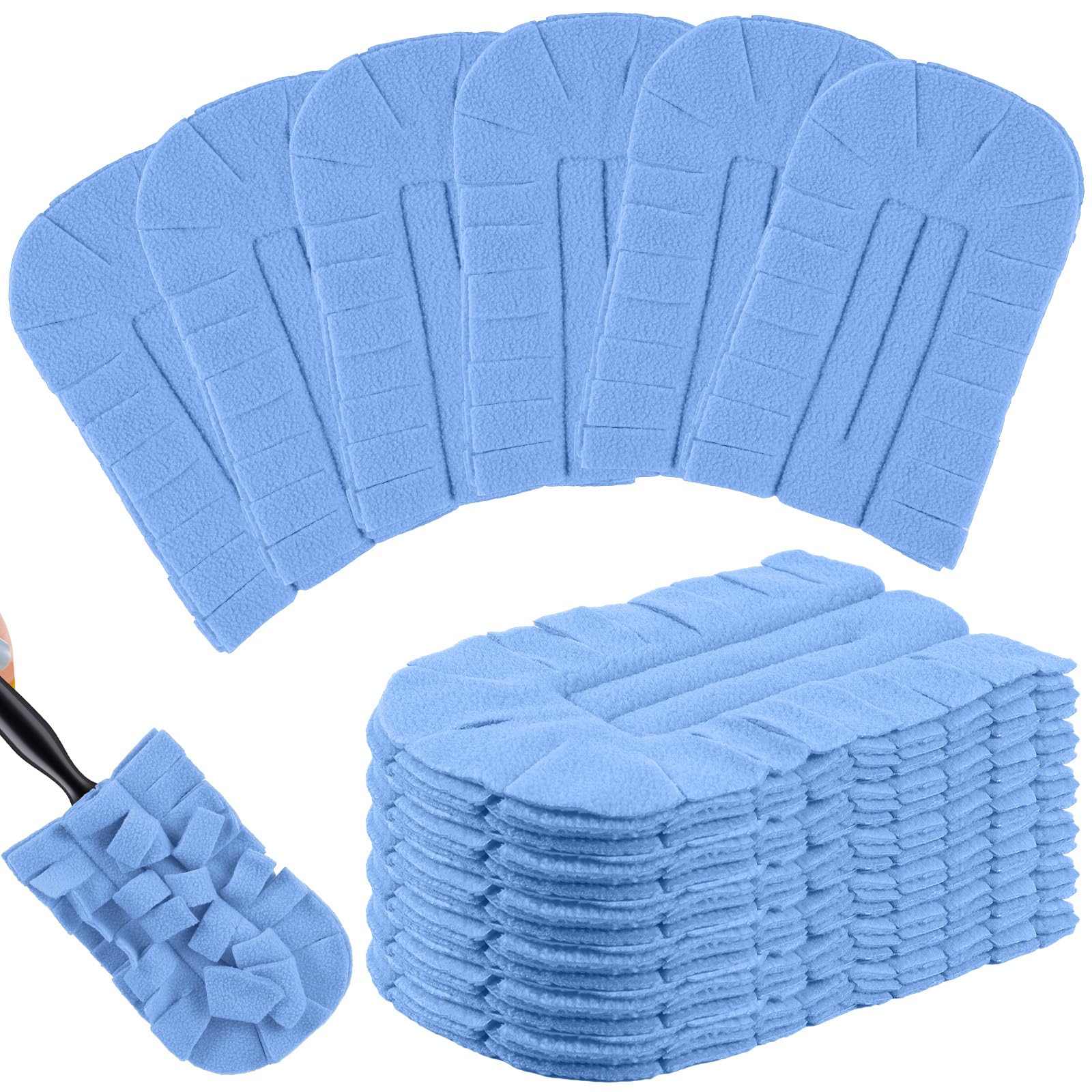 Zubebe 12 recambios de plumero de forro polar, reutilizables, lavables, para limpiar ventiladores de techo, maderas duras, ventanas, suelos de cocina, colores arcoíris (azul)