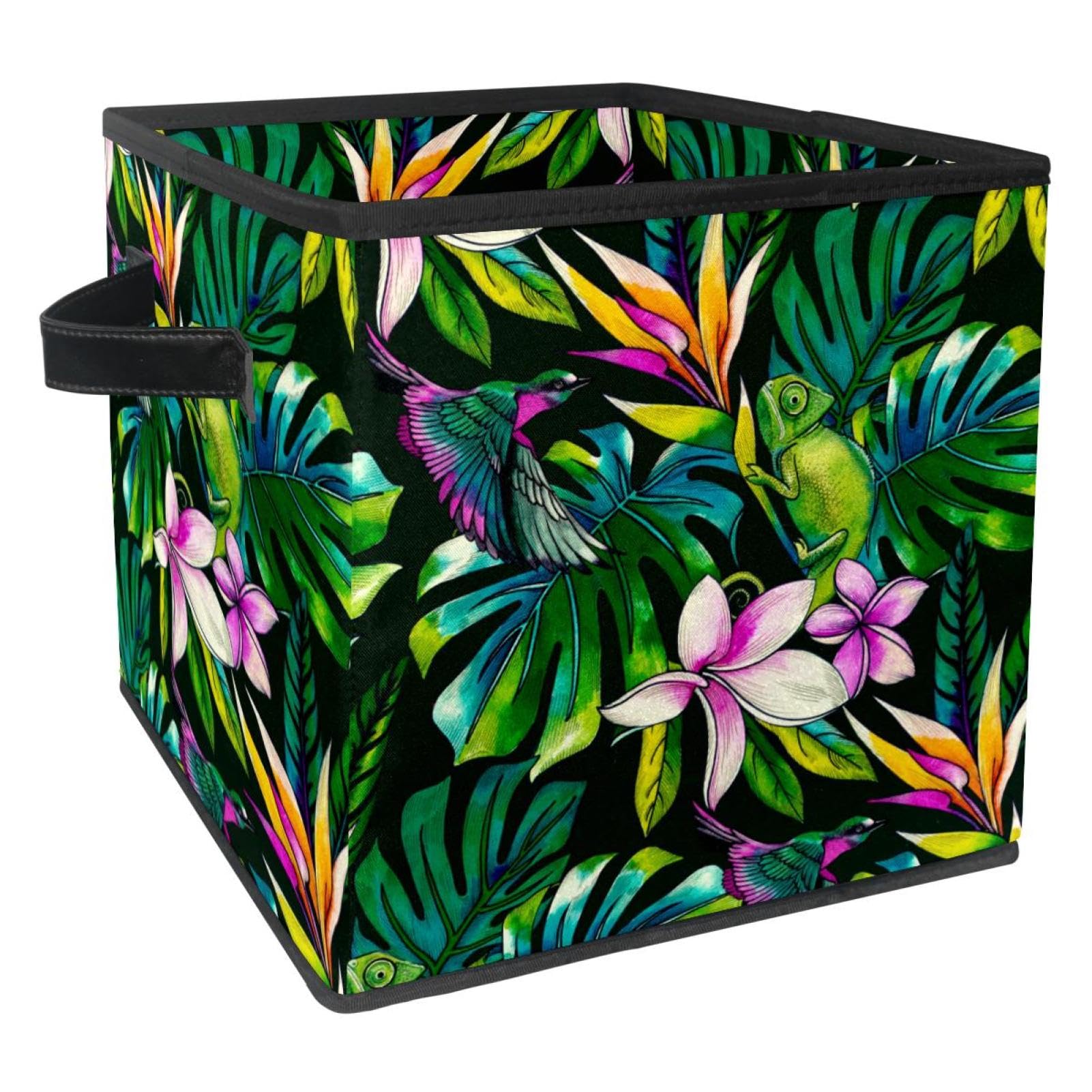 Boîte de rangement en tissu pour chambre et placard motif tropical pour vêtements et jouets
