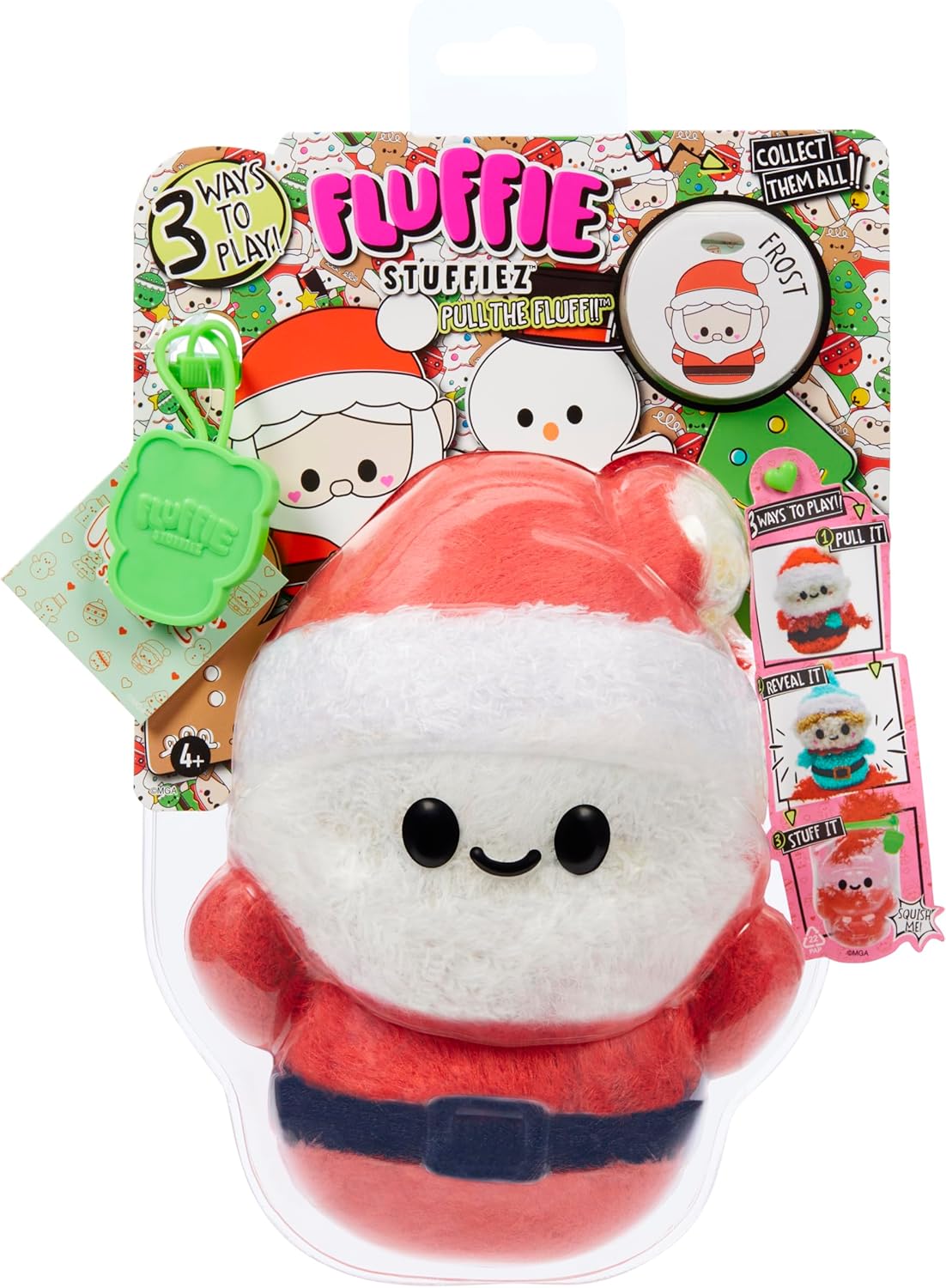 Fluffie Stuffiez Holiday Santa Small Collectible Feature Plush, Surprise Reveal Unboxing with Huggable ASMR Fidget DIY Fur Pulling, Ultra Soft Fluff