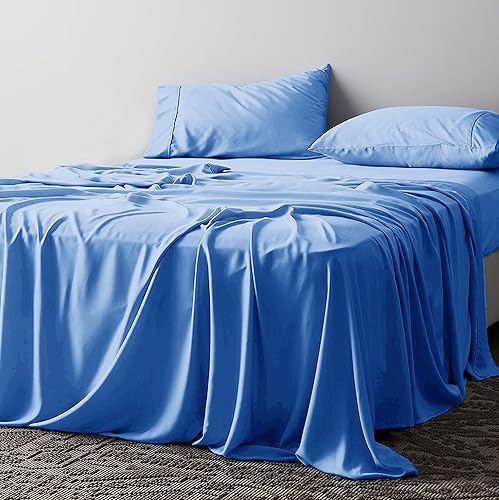 Miniatura 7 de snowhomes Juego de sábanas de 800 hilos de 4 piezas, 100% algodón, color borgoña, juego de ropa de cama de hilos largos de una sola capa, se adapta