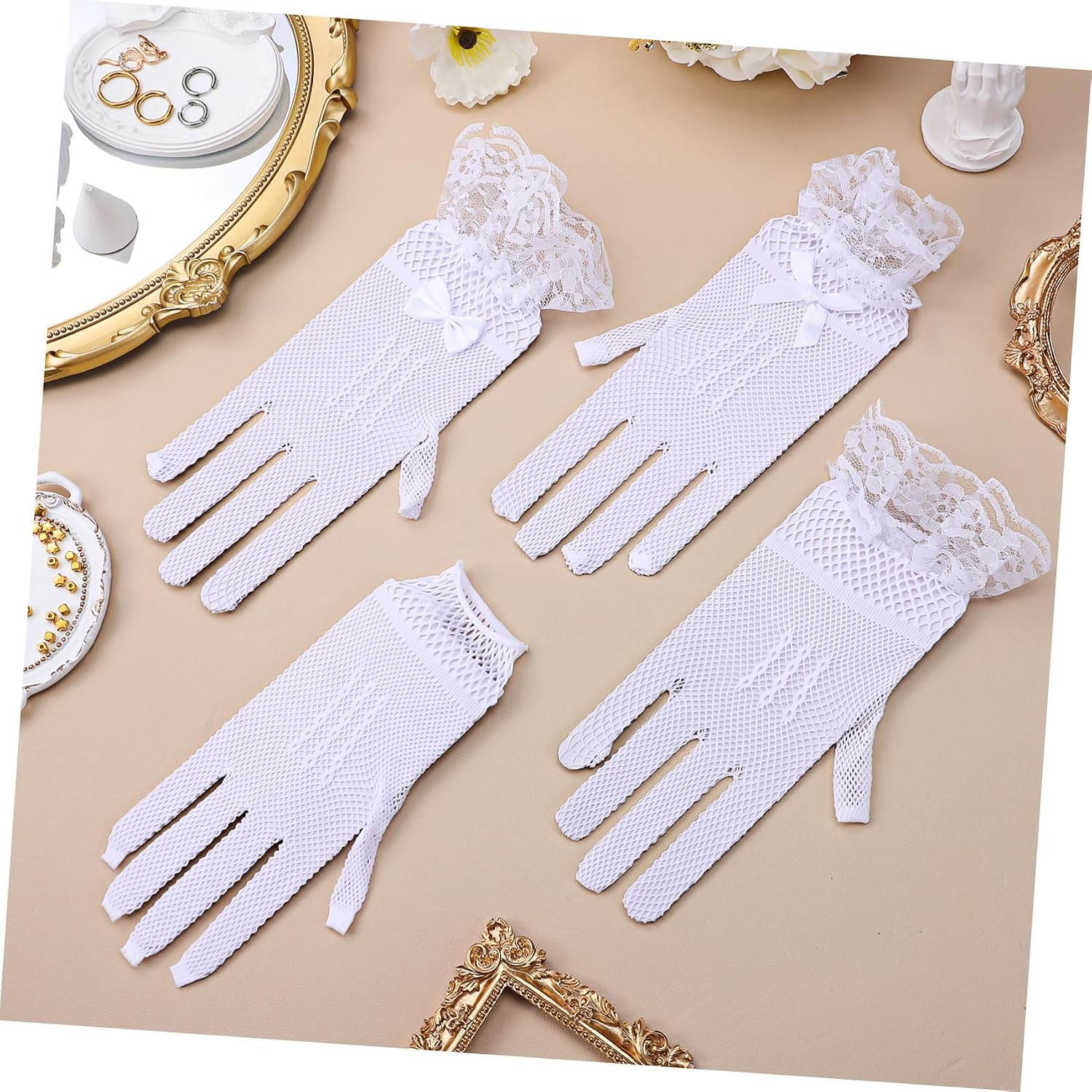 FOMIYES 12 Pairs Lace Gloves for Women Bridal Gloves with Lace and Rhinestone Bow Elegant Tea Party and Banquet Accessories Comfortable Lightweight Durable Design for Long Lasting Wear
