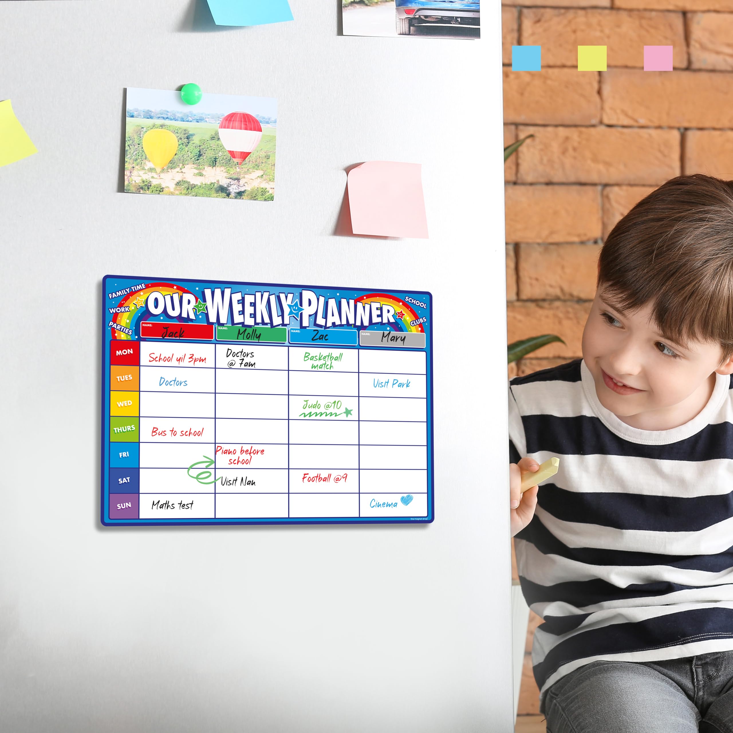 POPRUN Magnetische wekelijkse gezinsmaaltijdplanner, koelkast, whiteboard, menuplanbord, droog wissen, actiekalender, boodschappenlijst, 43 x 28 cm, in het Duits