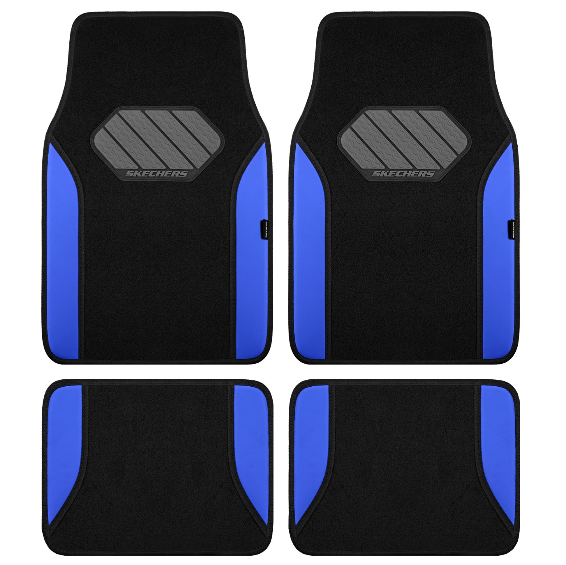 Skechers Car Floor Mats,Waterproof Universal Fit Faux Leather Car Mats,Floor Mats for Cars with Anti-Slip Heel Pad,Fit for SUVs,Vans,Sedans,Trucks,Blue