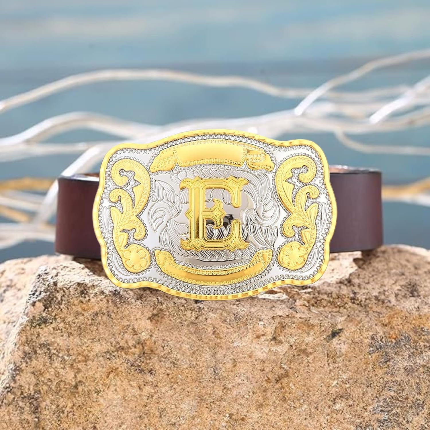 Western Belt Buckle Initial Letters ABCDMRJ to Z Cowboy Belt Buckle, Rodeo Buckles for Men & Women Fits Up to 2 Inch Belts - Image 7