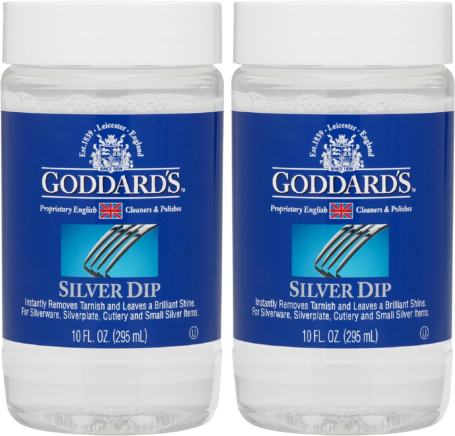 Goddard's Silver Dip Cleaner 2 Pack (295ml Each) – Instantly Removes Tarnish – Cleans, Shines & Protects – Silver Dip for Silverware, Cutlery, Jewelry, Coins, Flatware, Silverplate – Easy to Use